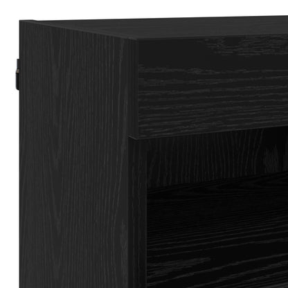 TV Wand Einheiten mit LED 5 Stück Schwarz Eichen-Optik 80 x 30 x 40 cm