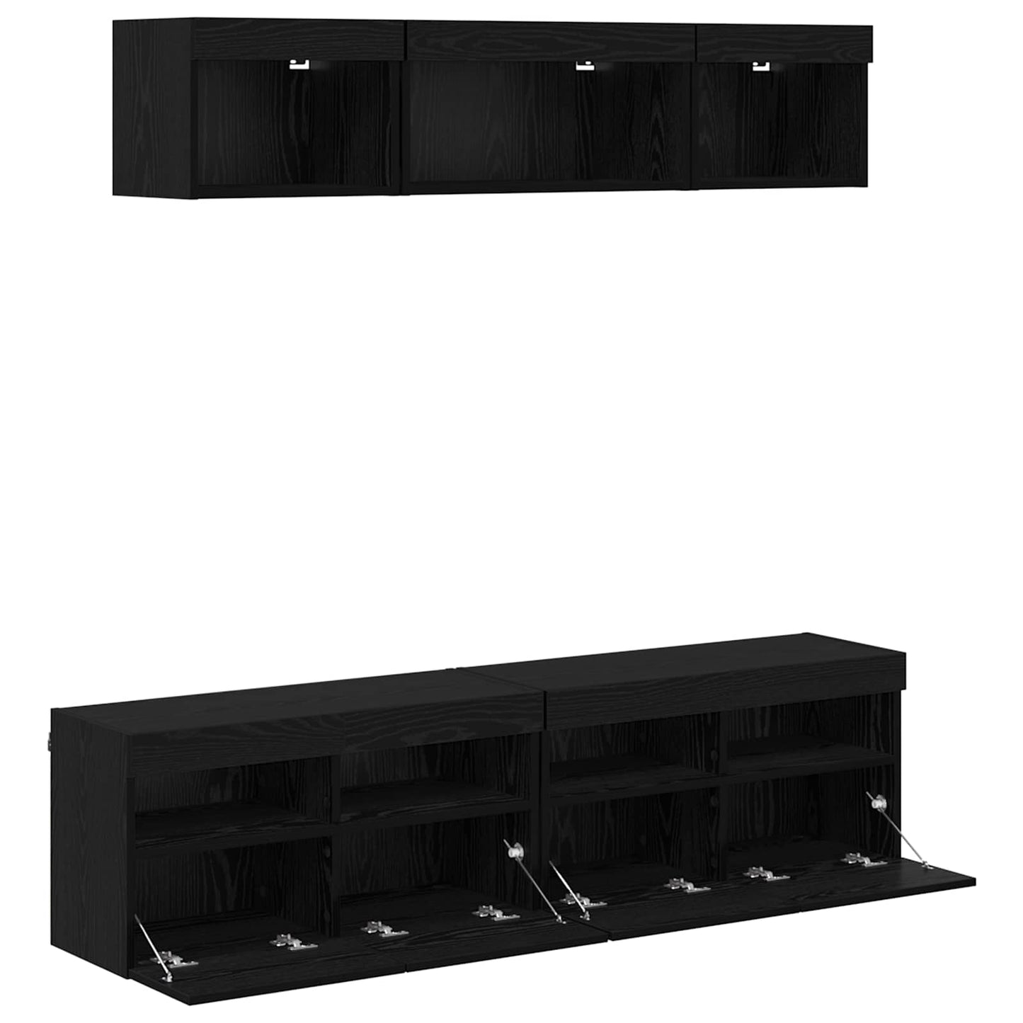 TV Wand Einheiten mit LED 5 Stück Schwarz Eichen-Optik 80 x 30 x 40 cm