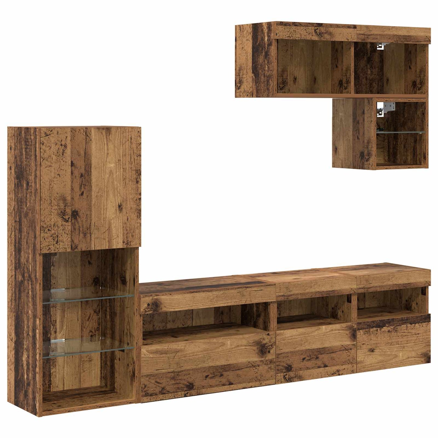 vidaXL Meubles TV muraux avec bandes lumineuses LED 6 pcs Bois de récupération en bois d'ingénierie