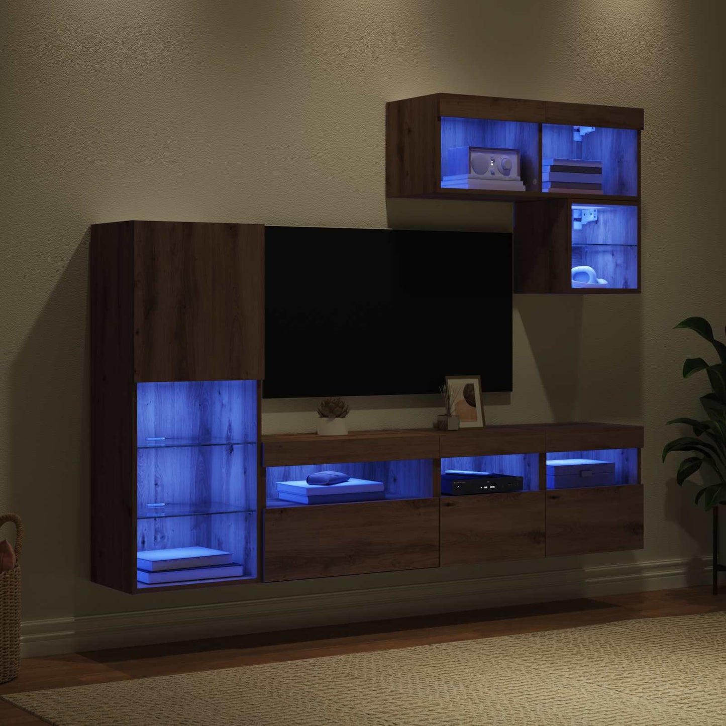vidaXL Meubles TV muraux 6 pcs Chêne artisan Bois d'ingénierie