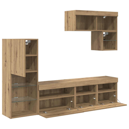 vidaXL Meubles TV muraux 6 pcs Chêne artisan Bois d'ingénierie