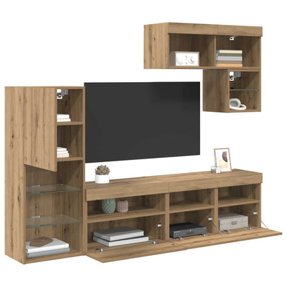 vidaXL Meubles TV muraux 6 pcs Chêne artisan Bois d'ingénierie