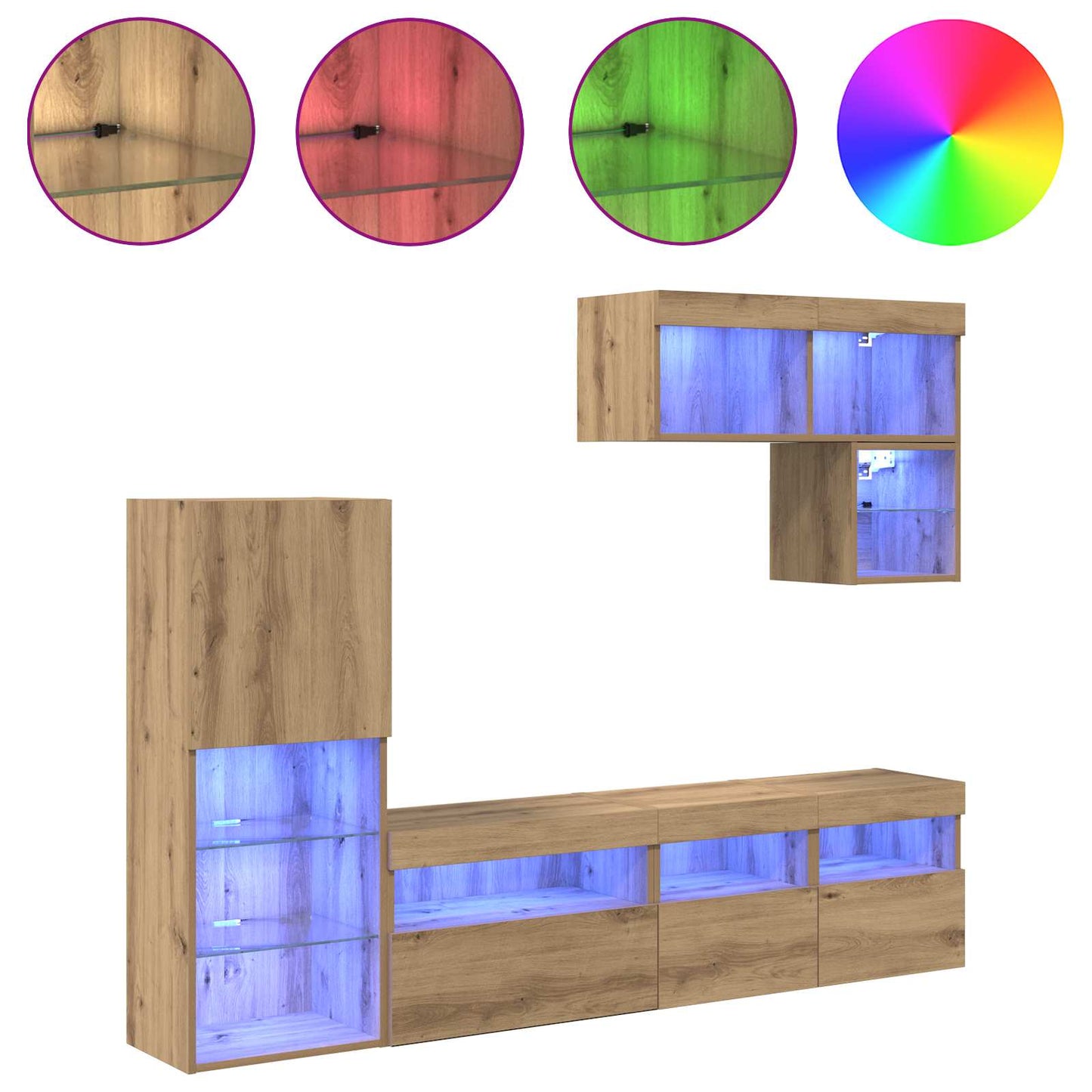 vidaXL Meubles TV muraux 6 pcs Chêne artisan Bois d'ingénierie