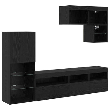 vidaXL Meubles TV muraux 6 pcs Noir aspect chêne Aggloméré