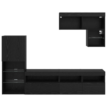 vidaXL Meubles TV muraux 6 pcs Noir aspect chêne Aggloméré