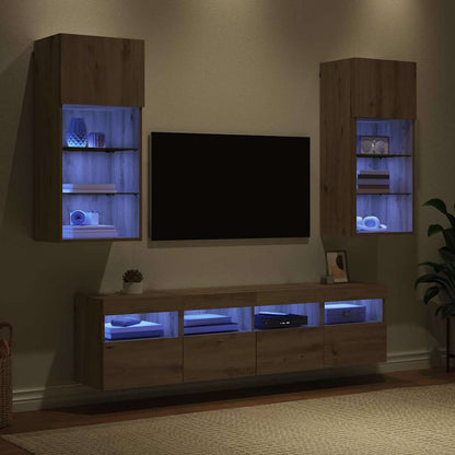 vidaXL TV Wand Einheiten mit LED 5 pcs Artisan-Eiche 40,5 x 30 x 90 cm