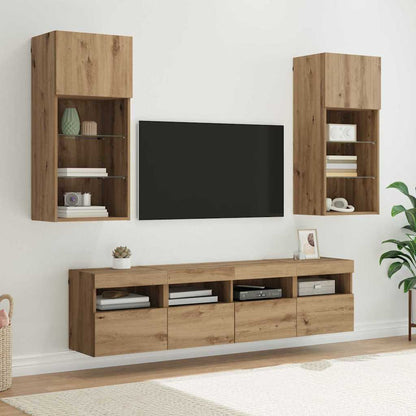 vidaXL TV Wand Einheiten mit LED 5 pcs Artisan-Eiche 40,5 x 30 x 90 cm