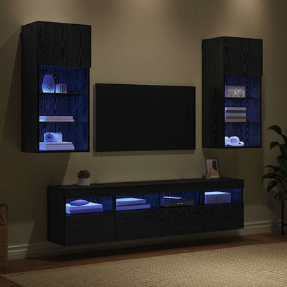 vidaXL TV Wand Einheiten mit LED 5 pcs Schwarz Eichen-Optik