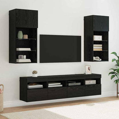 vidaXL TV Wand Einheiten mit LED 5 pcs Schwarz Eichen-Optik