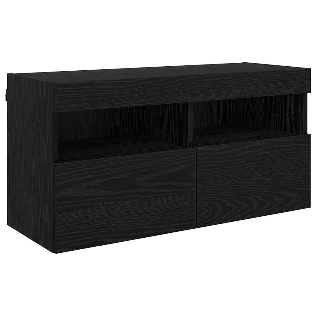 vidaXL TV Wand Einheiten mit LED 5 pcs Schwarz Eichen-Optik