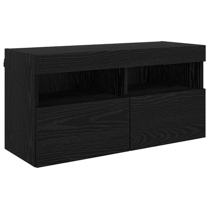 vidaXL TV Wand Einheiten mit LED 5 pcs Schwarz Eichen-Optik