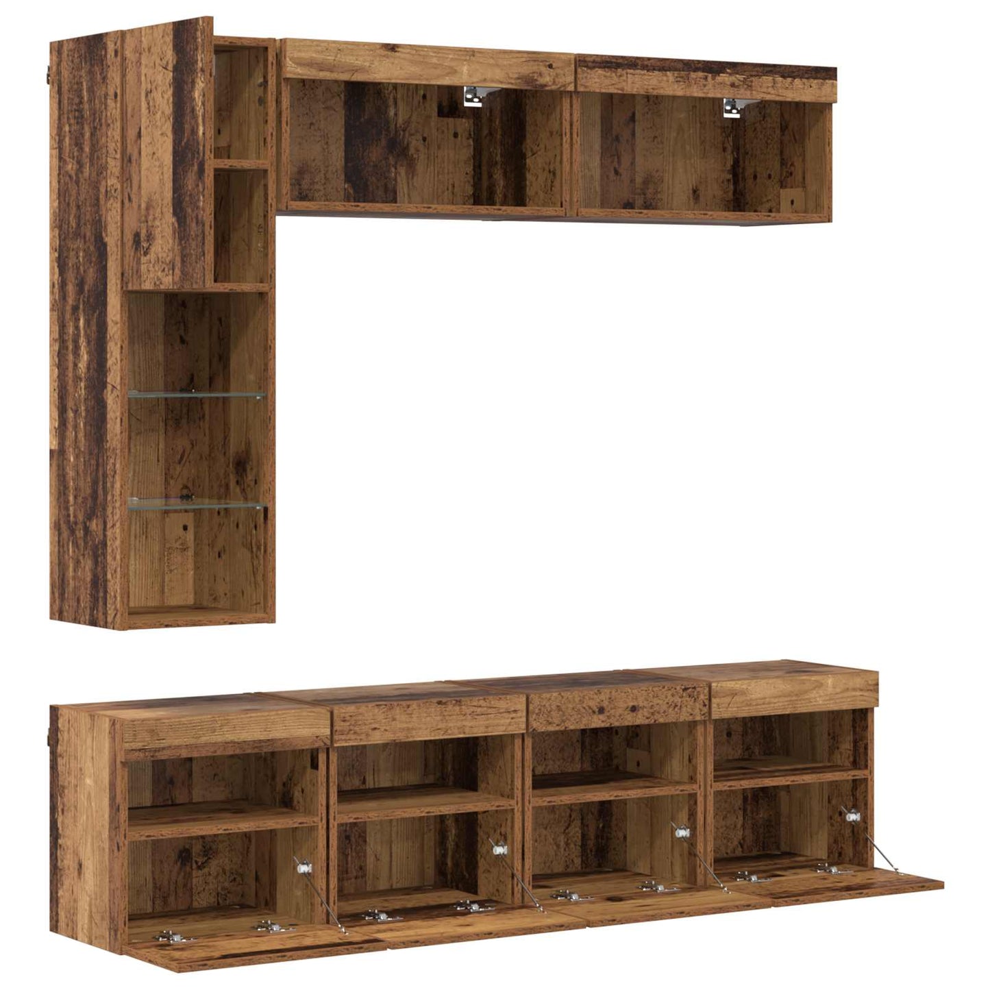 vidaXL Meuble TV avec bandes LED 7 pcs Bois de récupération Bois d'ingénierie