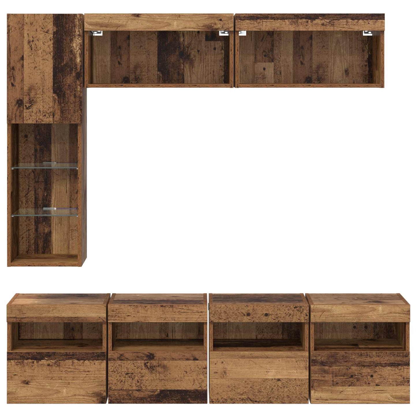vidaXL Meuble TV avec bandes LED 7 pcs Bois de récupération Bois d'ingénierie