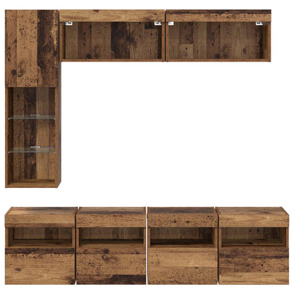 vidaXL Meuble TV avec bandes LED 7 pcs Bois de récupération Bois d'ingénierie