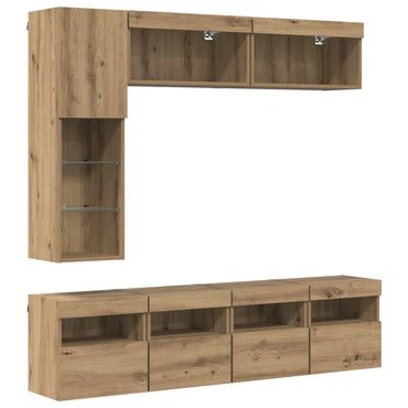 vidaXL TV-Schränk Wandmontiert 7 pcs Artisan-Eiche Holzwerkstoff