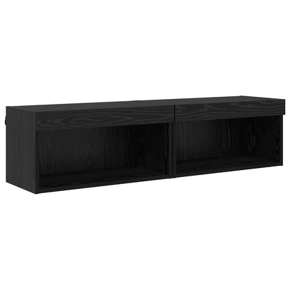 vidaXL TV-Schränk mit LED 7 pcs Schwarz Eichen-Optik Holzwerkstoff
