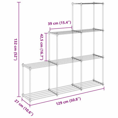 Rohregal mit Speicher Weiß 129 x 27 x 132 cm Aluminium