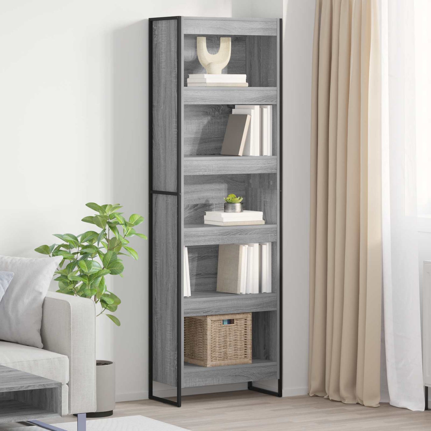 vidaXL Bücherregal 2 pcs Graues Sonoma 80 x 30 x 155 cm Holzwerkstoff
