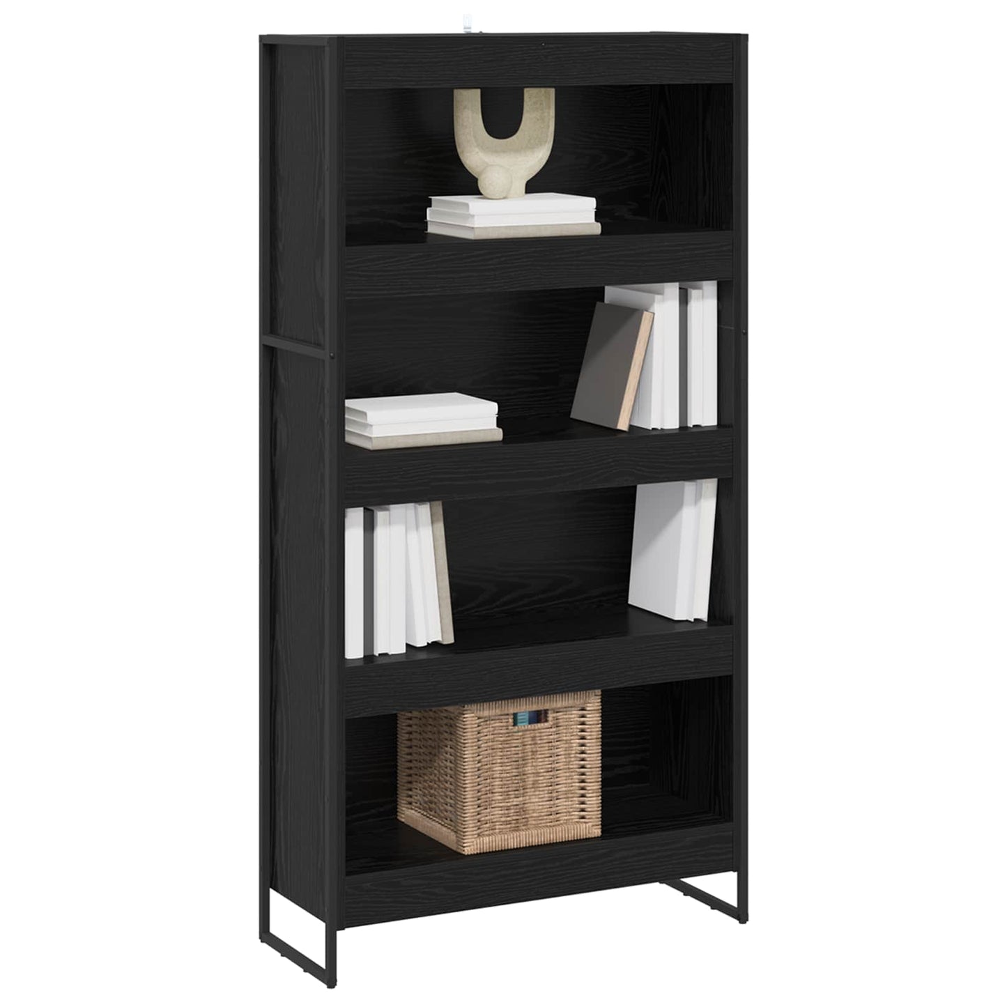 vidaXL Bücherregal 2 pcs Schwarz Eichen-Optik 80 x 30 x 155 cm