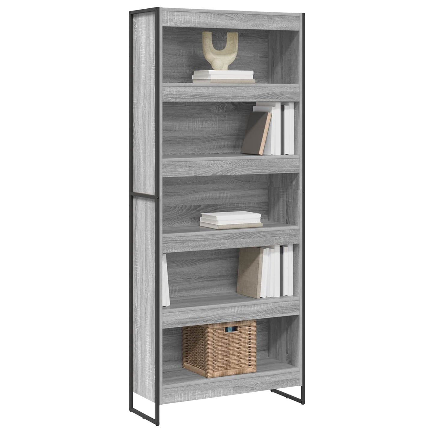 vidaXL Bücherregal 2 pcs Graues Sonoma 80 x 30 x 155 cm Holzwerkstoff