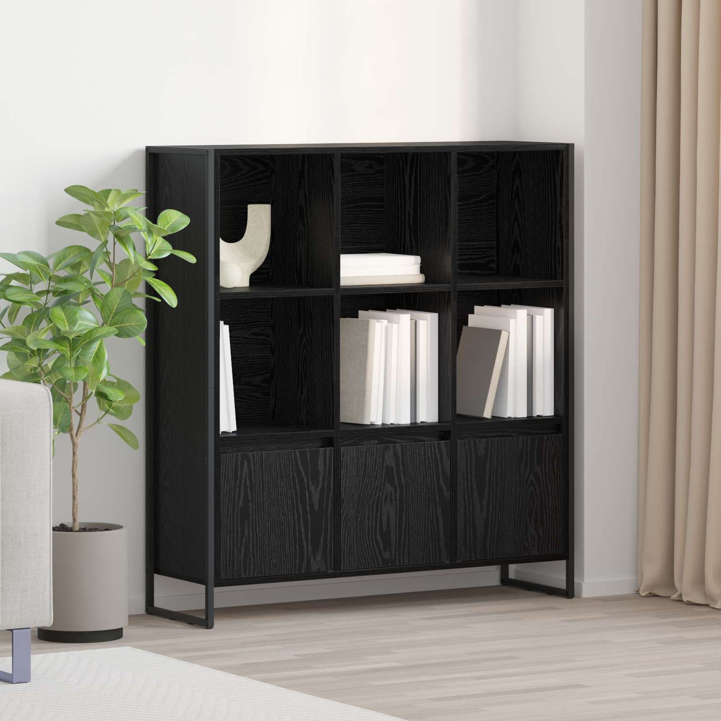 vidaXL Bücherregal 2 pcs Schwarz Eichen-Optik 99,5 x 30 x 108 cm