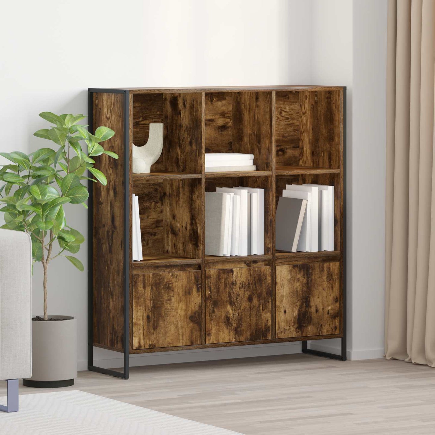 vidaXL Bücherregal 2 pcs Raucharbe 99,5 x 30 x 108 cm Holzwerkstoff