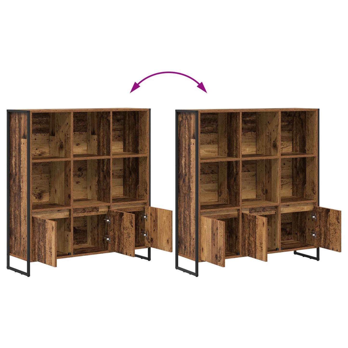 vidaXL Bücherregal 2 pcs Altholz 99,5 x 30 x 108 cm Holzwerkstoff