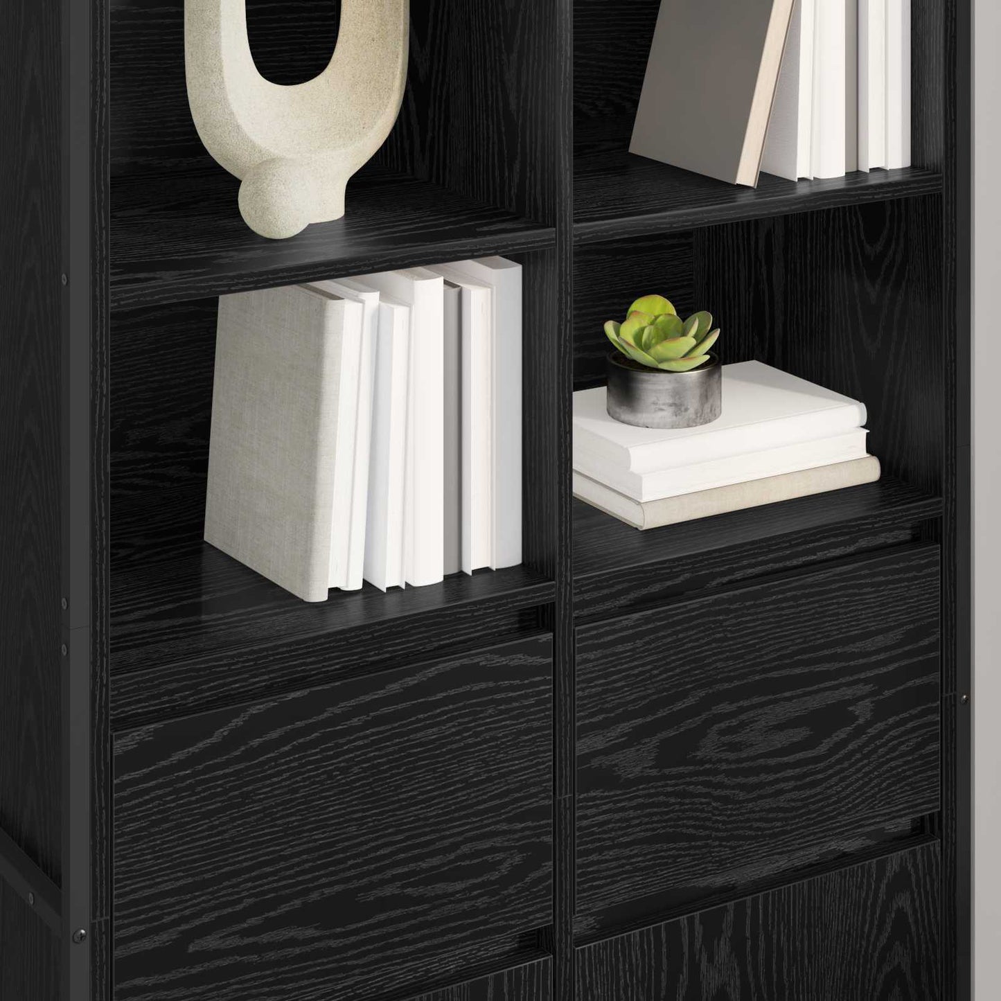vidaXL Sideboard 2 pcs Schwarz Eichen-Optik 81 x 36 x 150.5 cm