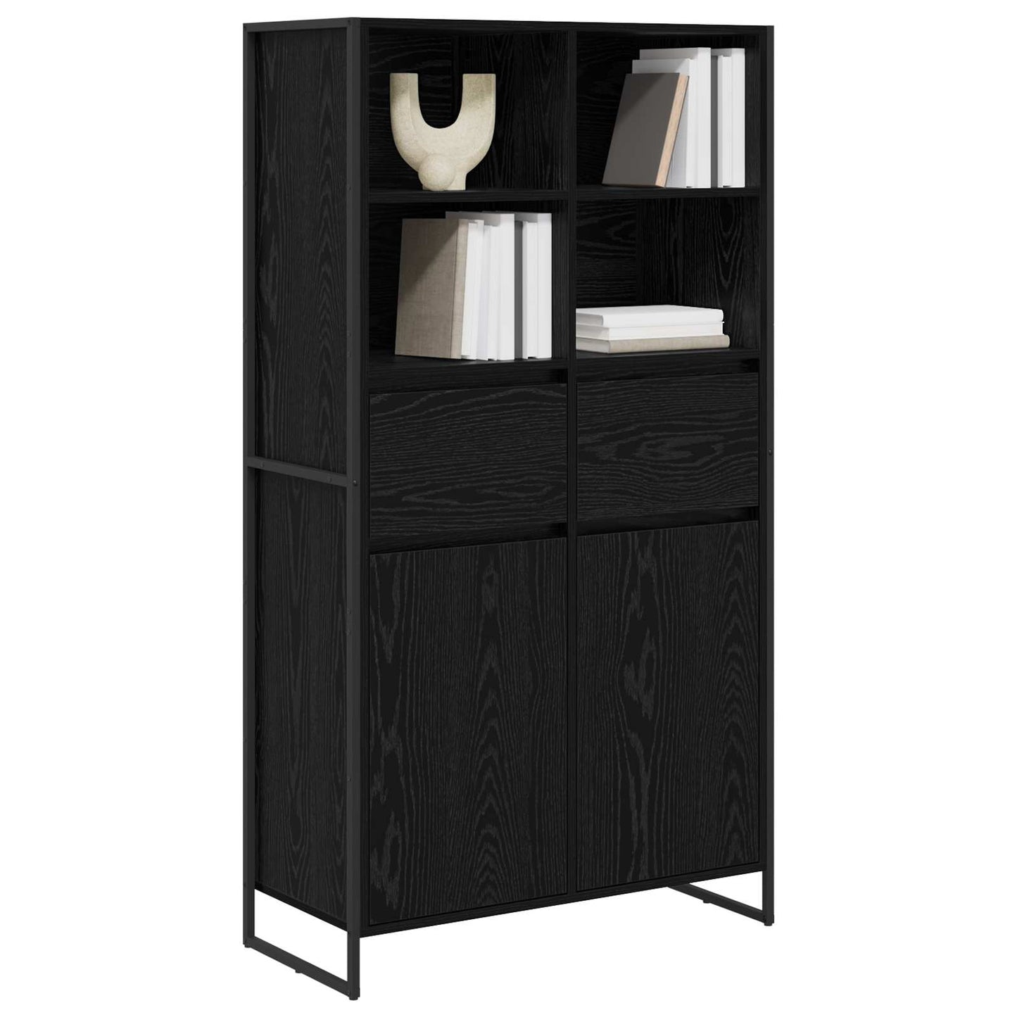 vidaXL Sideboard 2 pcs Schwarz Eichen-Optik 81 x 36 x 150.5 cm