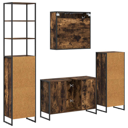 vidaXL Badezimmermöbel-Set mit Regal Geräucherte Eiche Holzwerkstoff