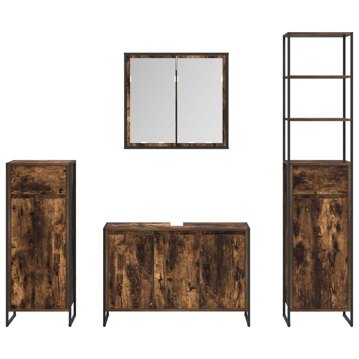vidaXL Badezimmermöbel-Set mit Regal Geräucherte Eiche Holzwerkstoff