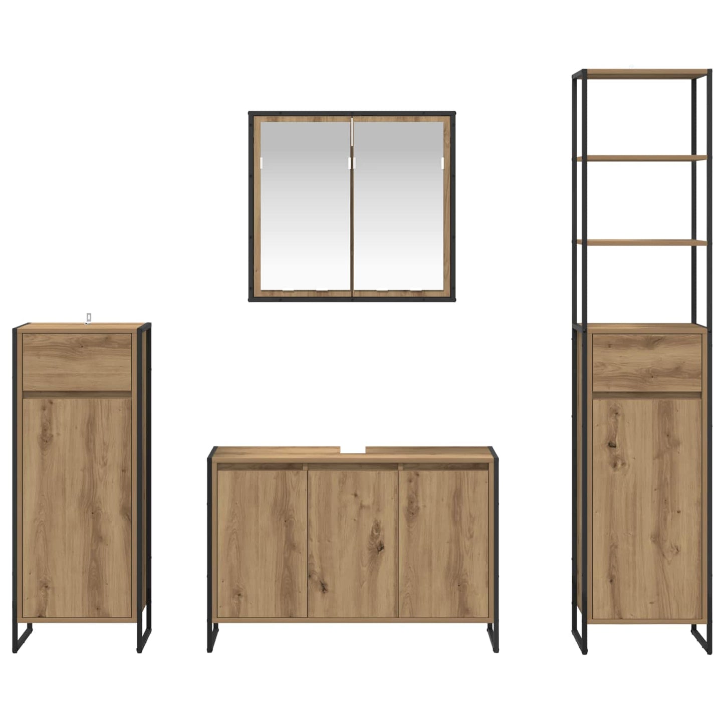 vidaXL Badezimmermöbel-Set mit Schubladen Artisan-Eiche Holzwerkstoff