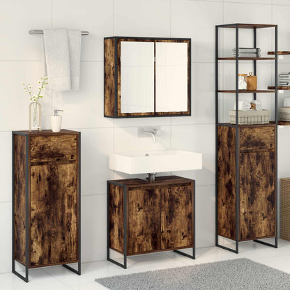 vidaXL Badezimmermöbel-Set mit Regal Geräucherte Eiche Holzwerkstoff