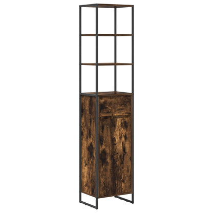 vidaXL Badezimmermöbel-Set mit Regal Geräucherte Eiche Holzwerkstoff