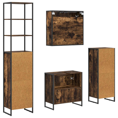 vidaXL Badezimmermöbel-Set mit Regal Geräucherte Eiche Holzwerkstoff