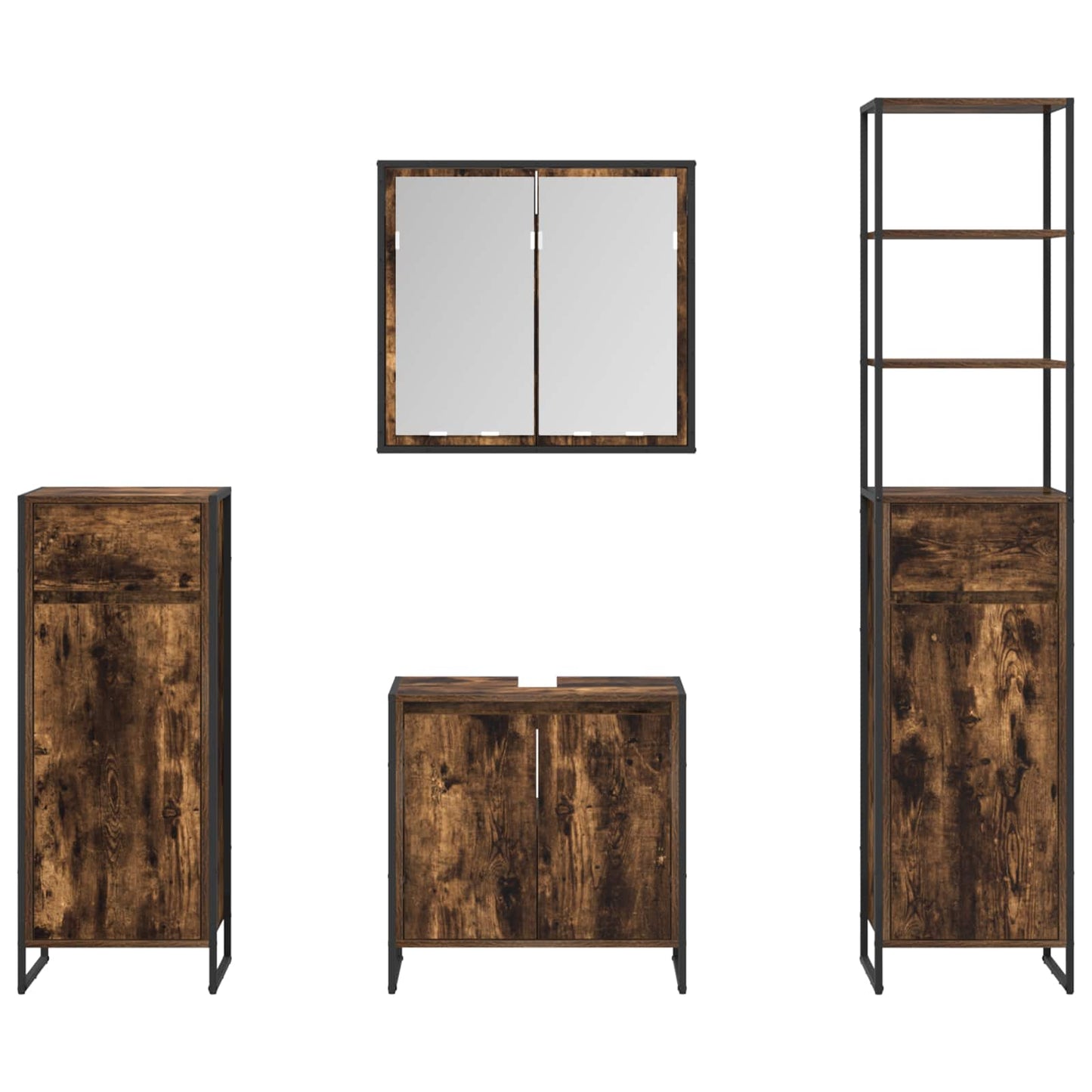 vidaXL Badezimmermöbel-Set mit Regal Geräucherte Eiche Holzwerkstoff
