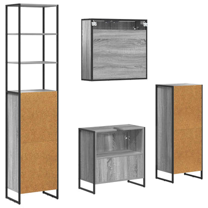 Badezimmermöbel-Set mit Schubladen Graues Sonoma Holzwerkstoff