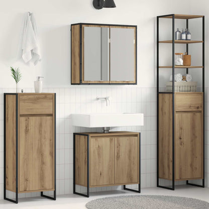 vidaXL Badezimmermöbel-Set mit Schubladen Artisan-Eiche Holzwerkstoff