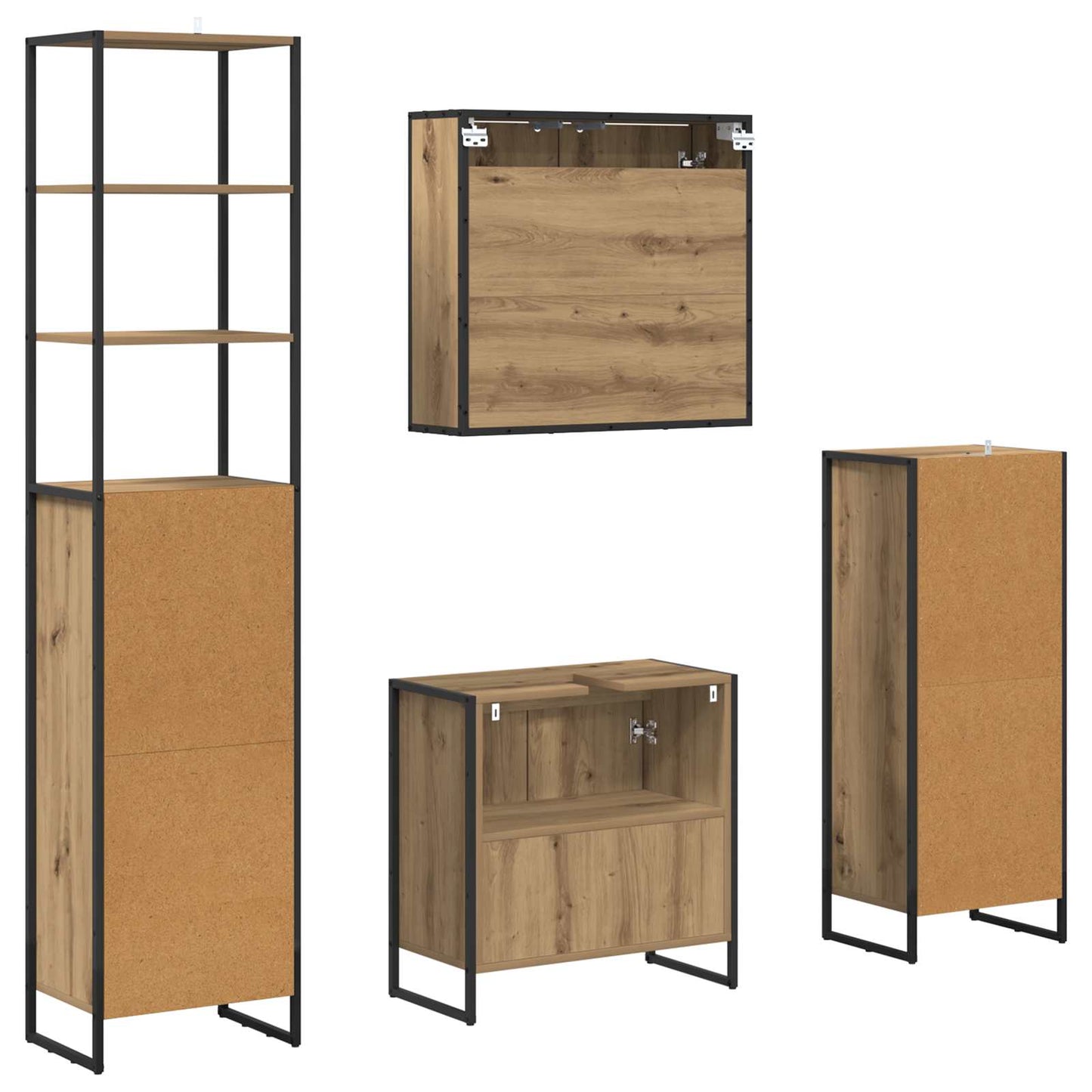 vidaXL Badezimmermöbel-Set mit Schubladen Artisan-Eiche Holzwerkstoff