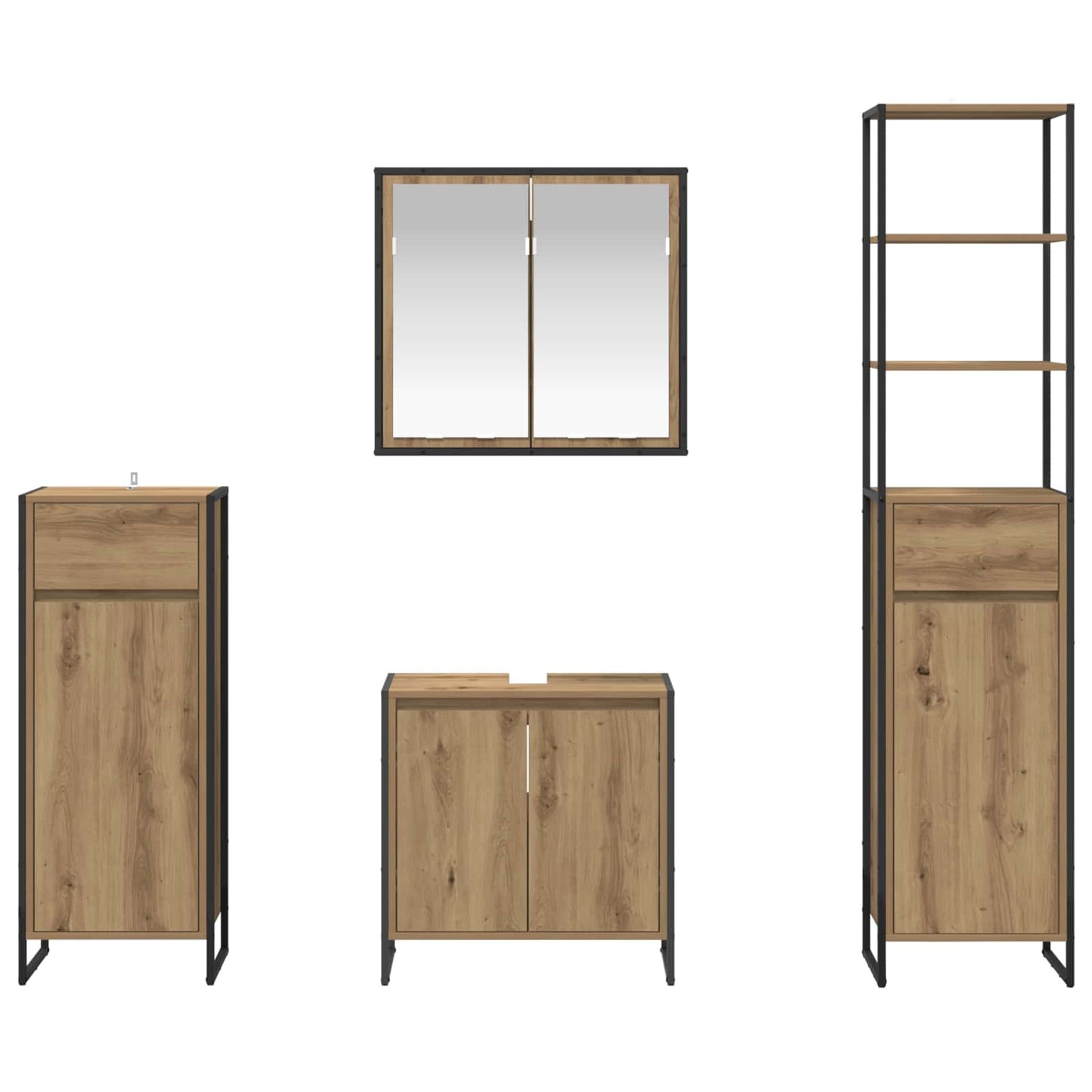 vidaXL Badezimmermöbel-Set mit Schubladen Artisan-Eiche Holzwerkstoff