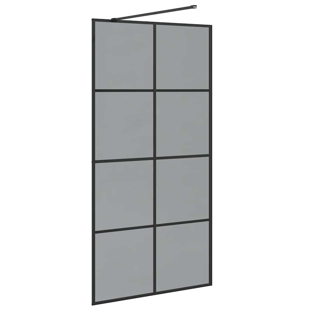 Walk-in Duschwand Schwarz 100 x 195 cm Gehärtetes Glas