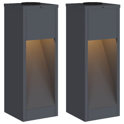 Solar LED Wegeleuchte 2 pcs Anthrazit Kalt gewalzter Stahl