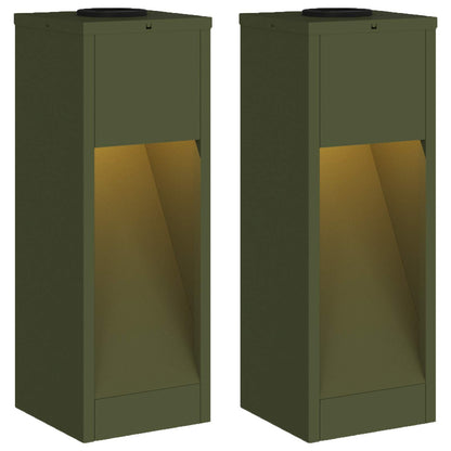 Solar LED Wegeleuchte 2 pcs Olive Grün Kalt gewalzter Stahl