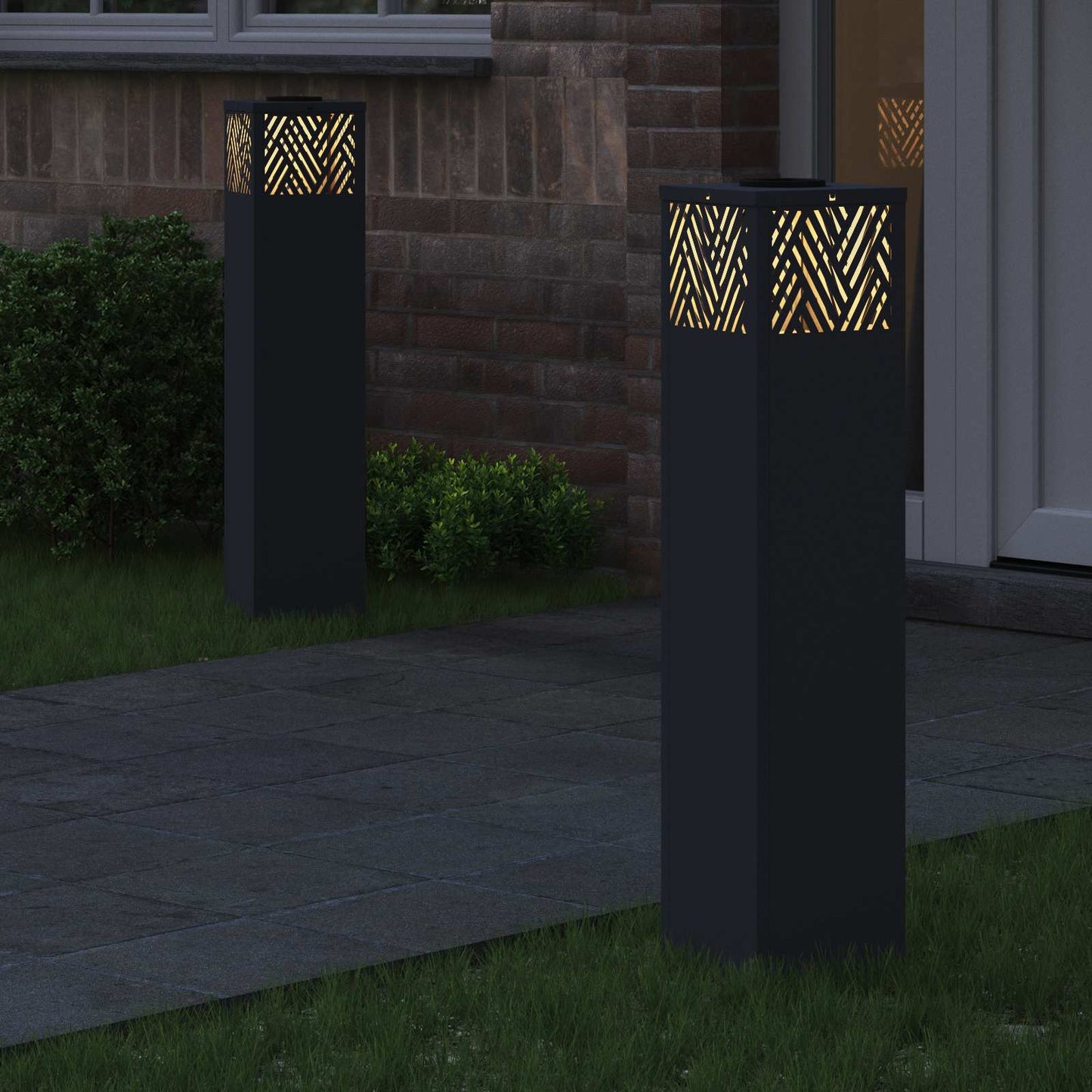 Solar LED Weg Licht 2 pcs Anthrazit Kalt gewalzter Stahl