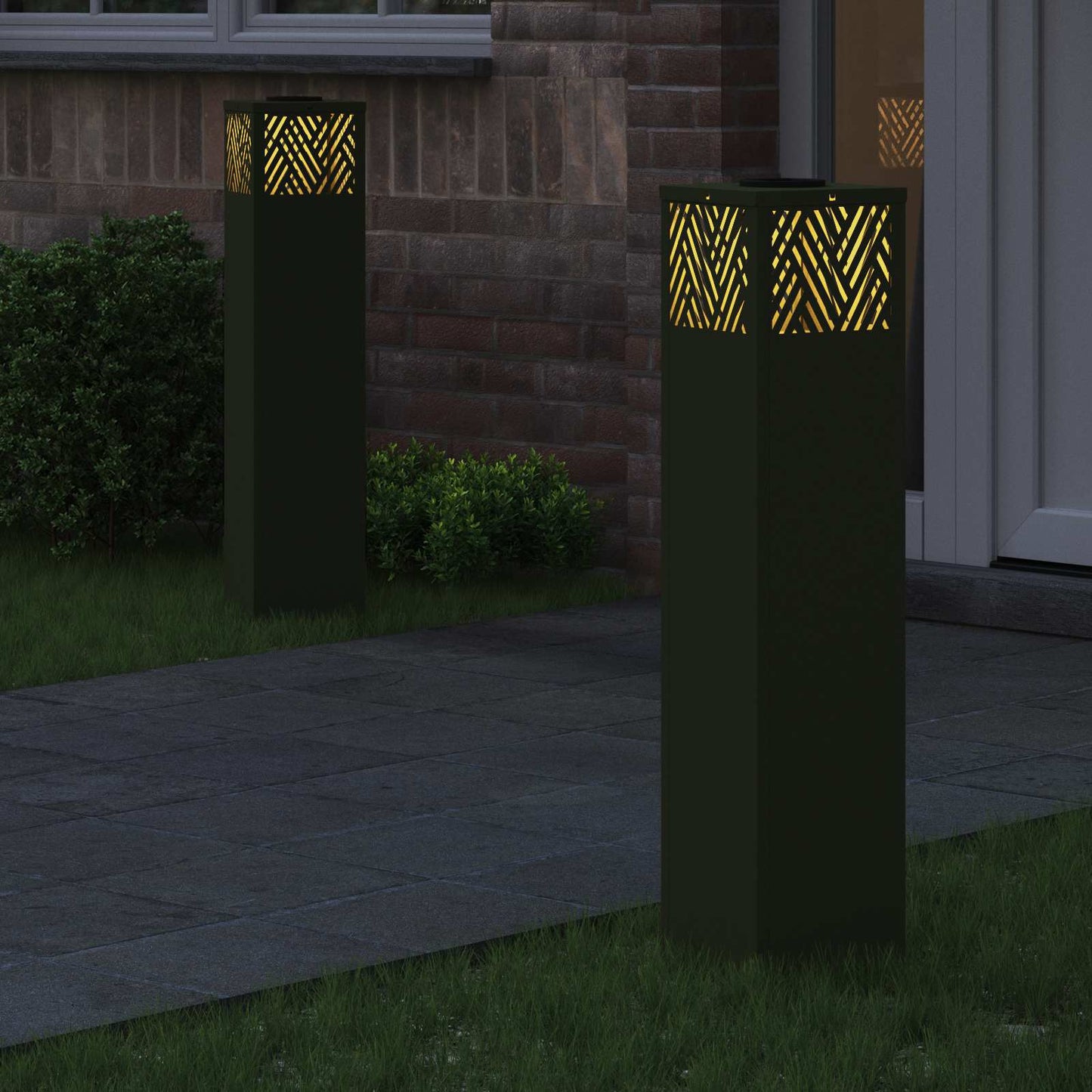 Solar LED Weg Licht 2 pcs Olive Grün Kalt gewalzter Stahl