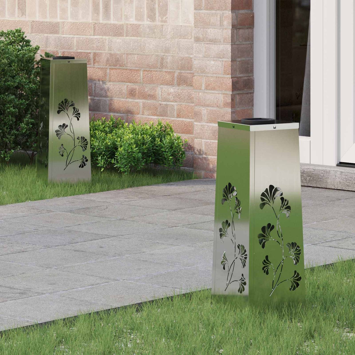 Solar LED Weg Licht 2 pcs Silber Galvanisiertes Stahl