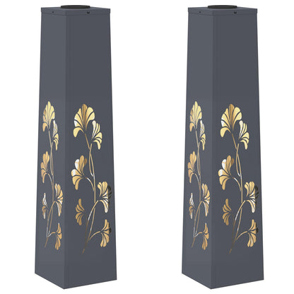 Solar LED Weg Licht 2 pcs Anthrazit Kalt gewalzter Stahl