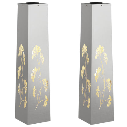 Solar LED Weg Licht 2 pcs Silber Edelstahl