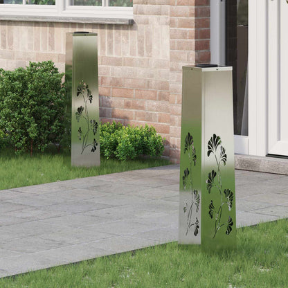 Solar LED Weg Licht 2 pcs Silber Galvanisiertes Stahl