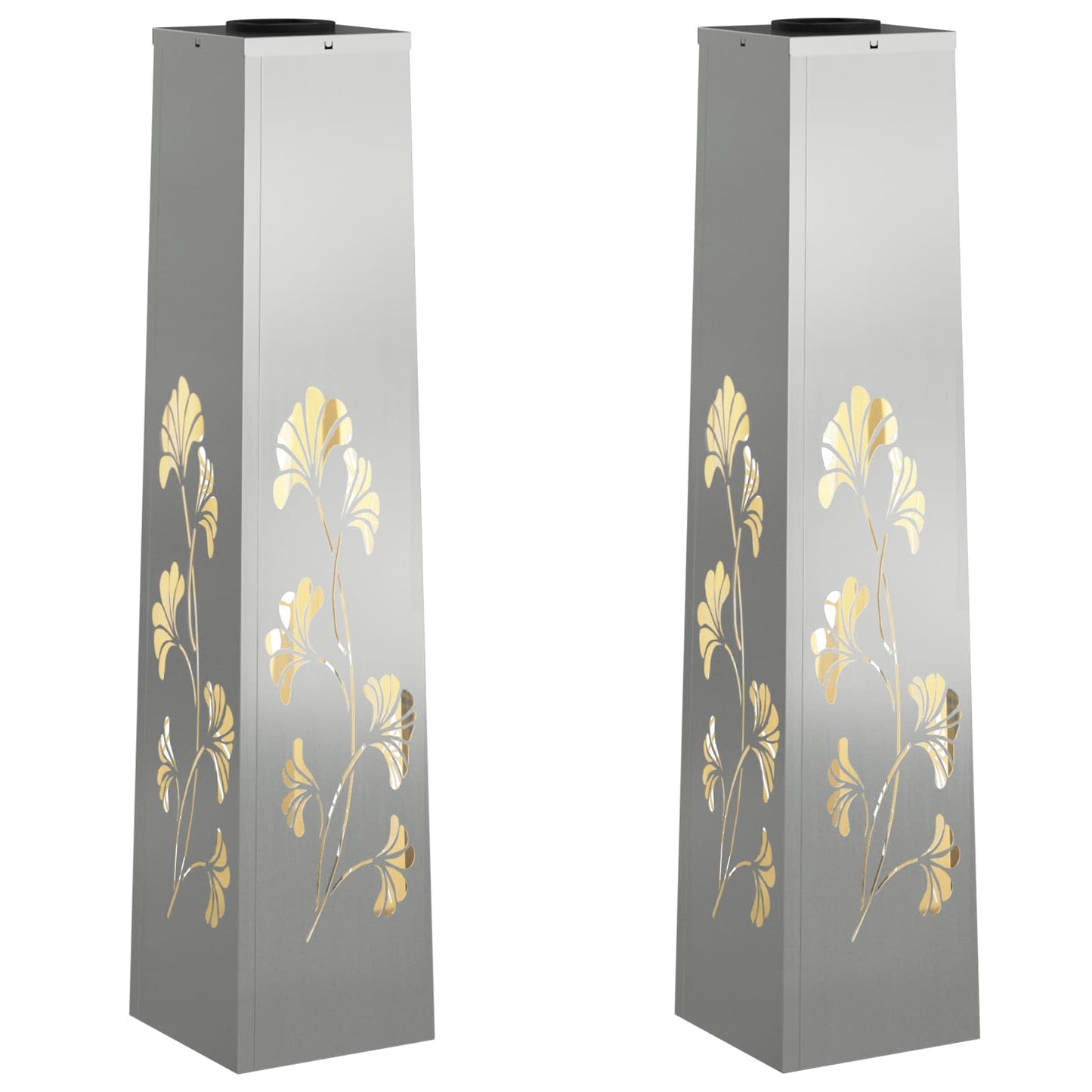 Solar LED Weg Licht 2 pcs Silber Galvanisiertes Stahl